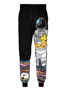 FreshHoods Space Vacation Astronaut Joggers Sweatpants Black Size XL *Ninhol*